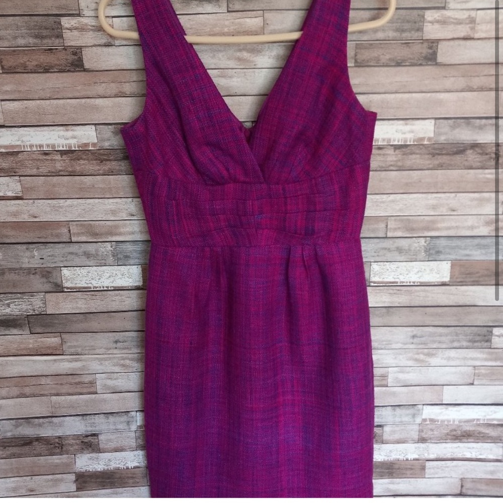 Trina Turk dress womens 4 pink purple tweed sleeveless v neck